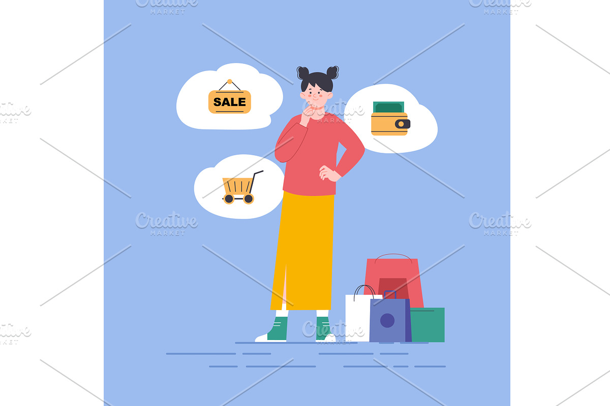 Choosing between spending and saving, a Finance Illustration by LadadikArt