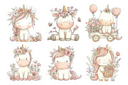Cute Unicorn Floral Clipart, an Animal Illustration by Creative Art (Thumbnail 2 of 7)