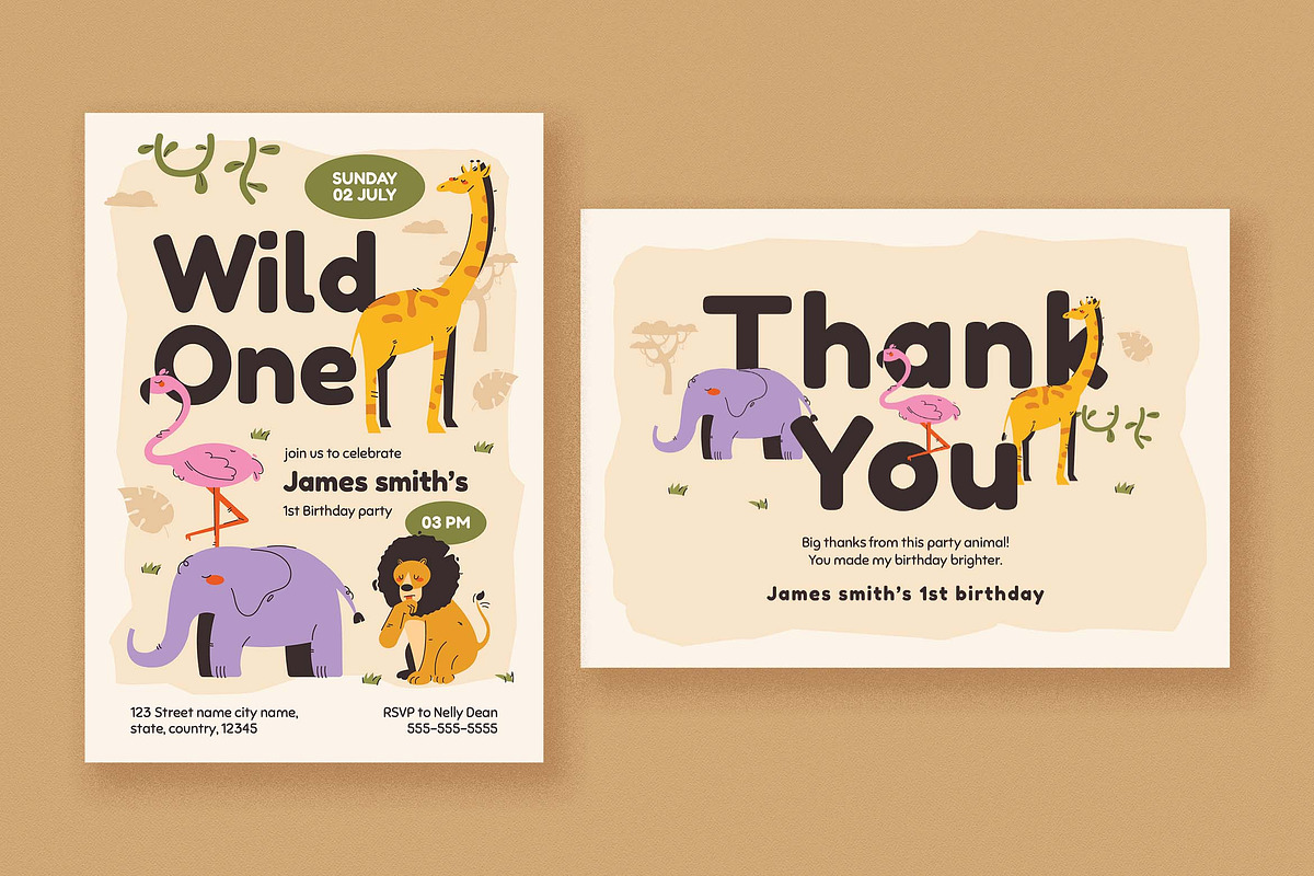 Animal Jungle Birthday Invitation, an Invitation Template by Vynetta (Photo 1 of 3)