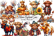 Watercolor Autumn Highland Cows, a Seasonal Illustration by DreamArtGraphic (Thumbnail 1 of 4)