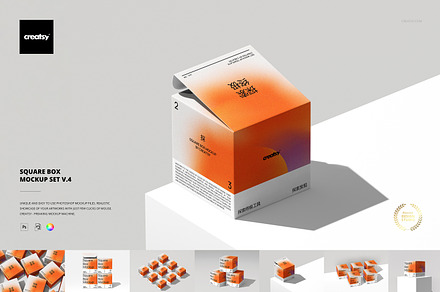 Square Box Mockup Set v.4, a Packaging Mockup by creatsy5