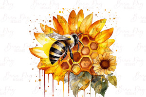 Watercolor Bees Clipart Bundle