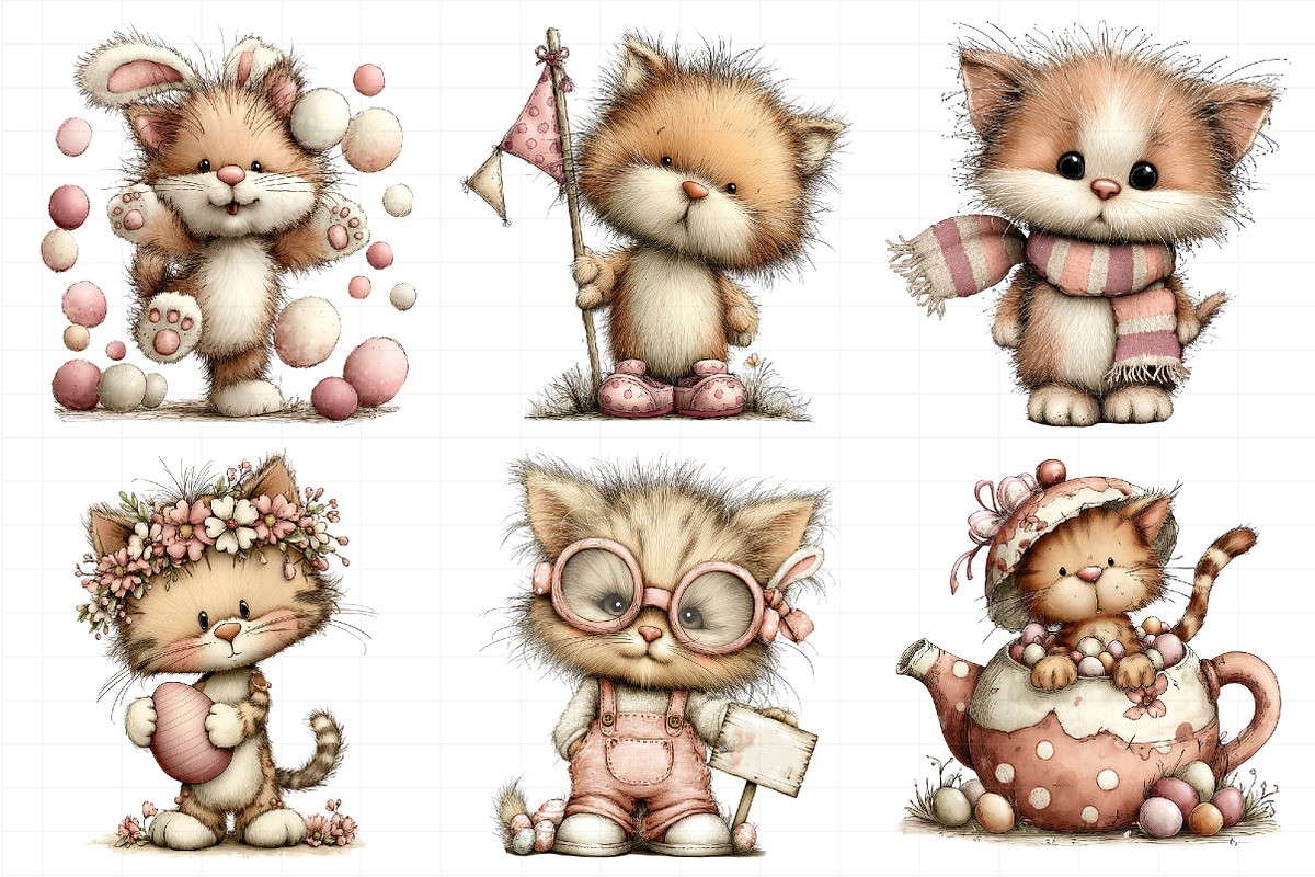 Whimsical Easter Cats Clipart, an Illustration by Daily.Designs (Photo 8 of 8)