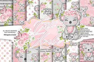 Cute Koala Digital Paper Pack