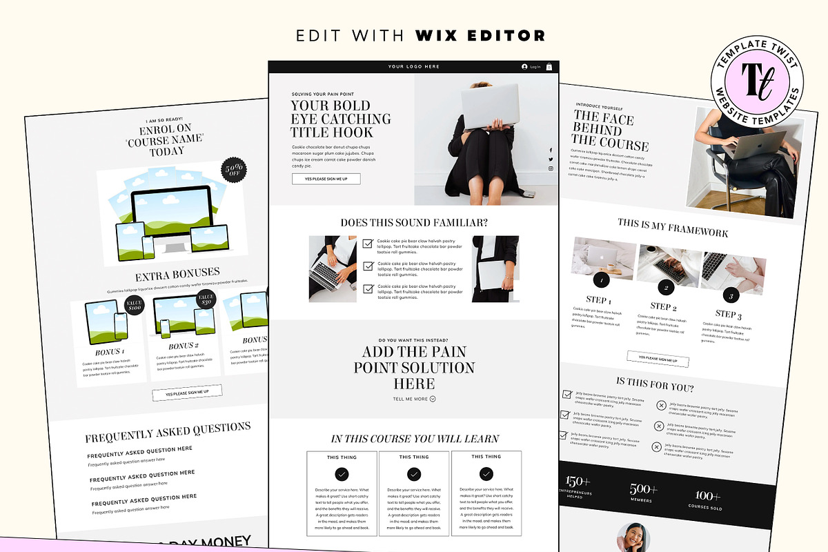 Minimal Faceless Sales Page, a Wix Template by Template Twist Shop (Photo 2 of 10)
