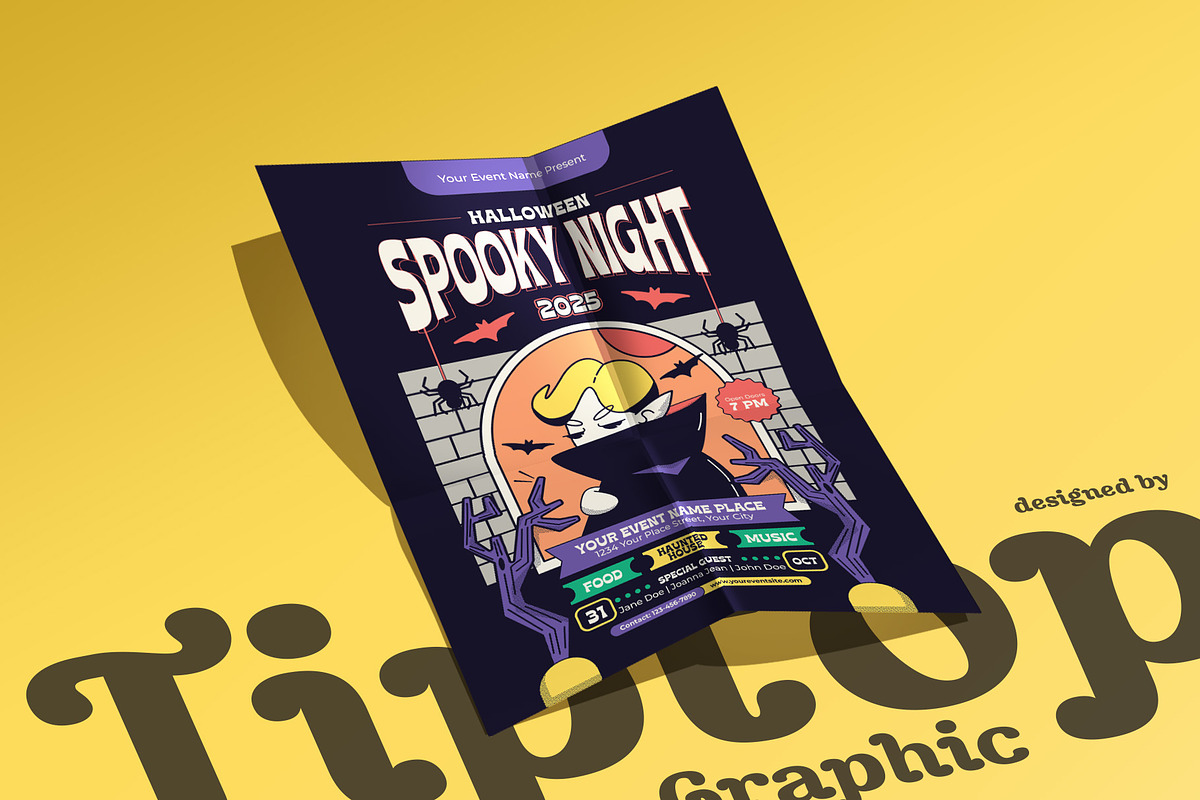 Retro Halloween Spooky Night Flyer, a Flyer Template by Tiptop Graphic (Photo 5 of 5)