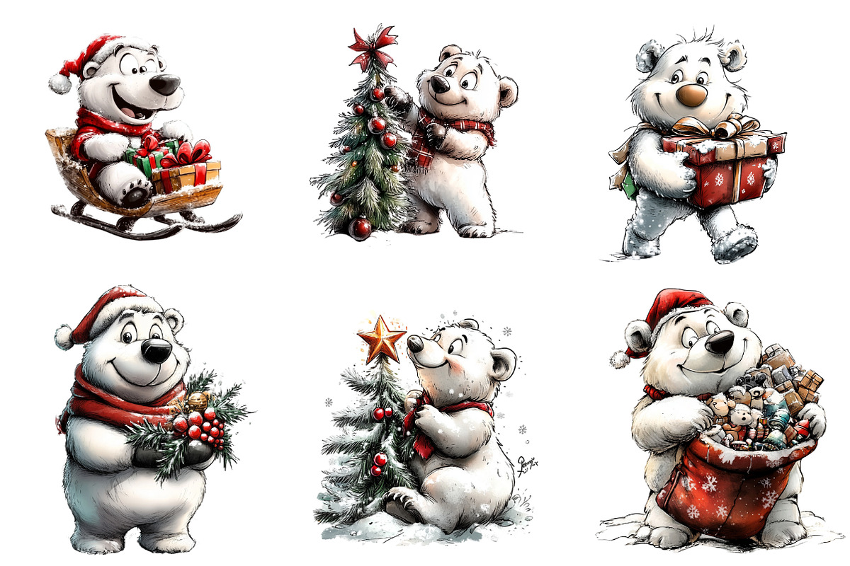 Christmas Polar Bear Clipart, an Illustration by CreationArt (Photo 4 of 5)