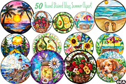 Round Stained Glass Summer Clipart2, an Illustration by DreamCafeArt (Thumbnail 4 of 7)