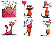 Quirky Valentine Day Cats Clipart, an Illustration by Daily.Designs (Thumbnail 4 of 5)