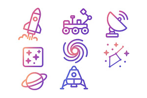 Space exploration icons featuring, an Illustration by ZinetroN