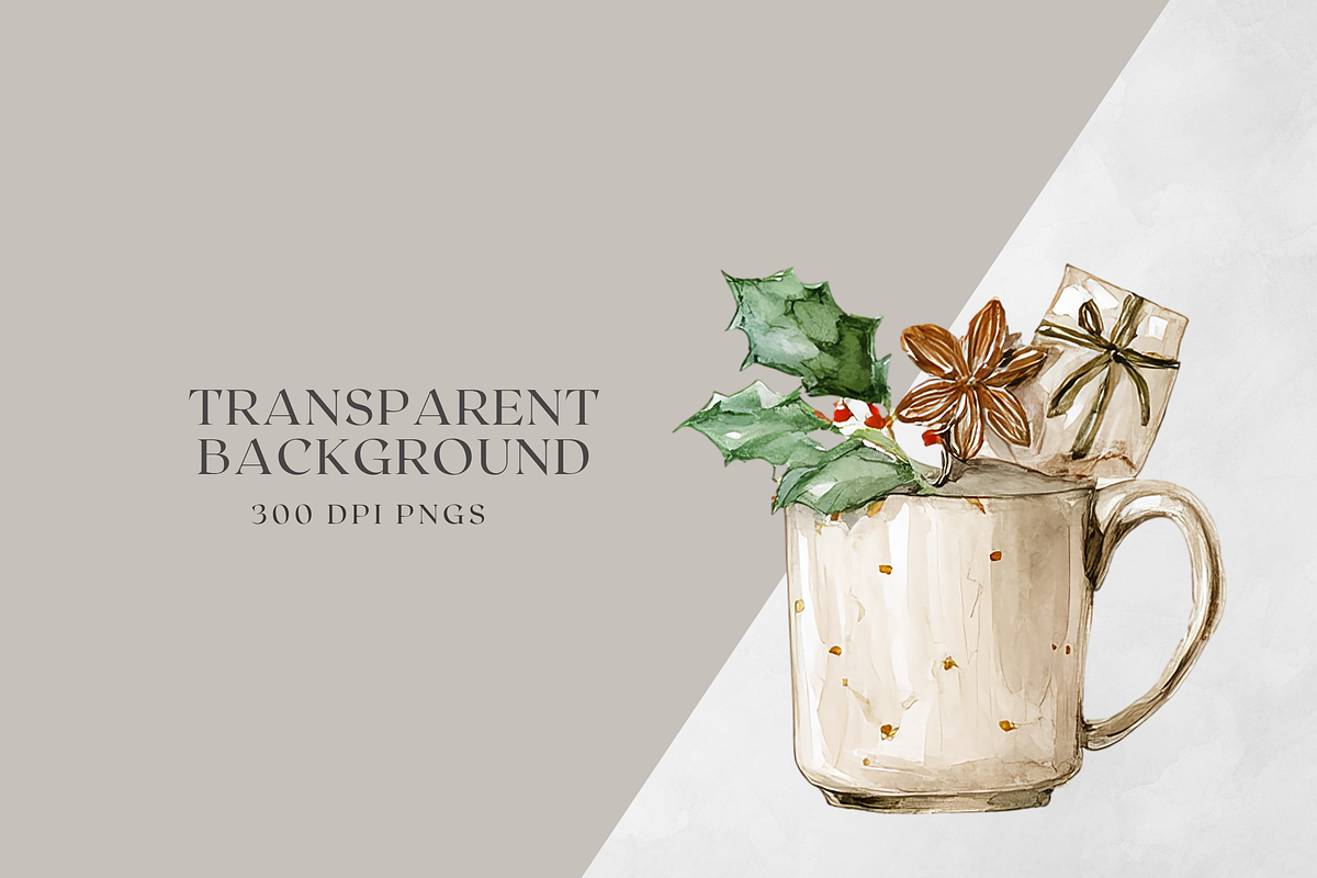 Watercolor Christmas Mugs, a Decorative Illustration by ThaismotaCreativeCo (Photo 8 of 8)