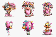 Watercolor Valentine Animals Clipart, an Illustration by CreationArt (Thumbnail 5 of 8)