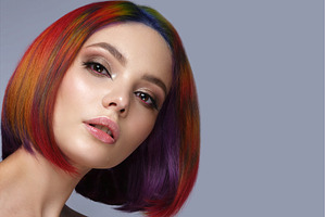 Beautiful woman with multi-colored