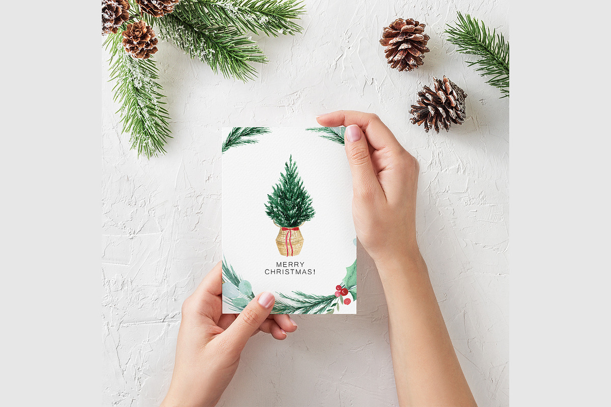 Watercolor Modern Christmas, a Seasonal Illustration by LeriaArt watercolor (Photo 7 of 17)