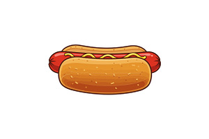 A delicious hot dog with mustard and, an Illustration by designvectx