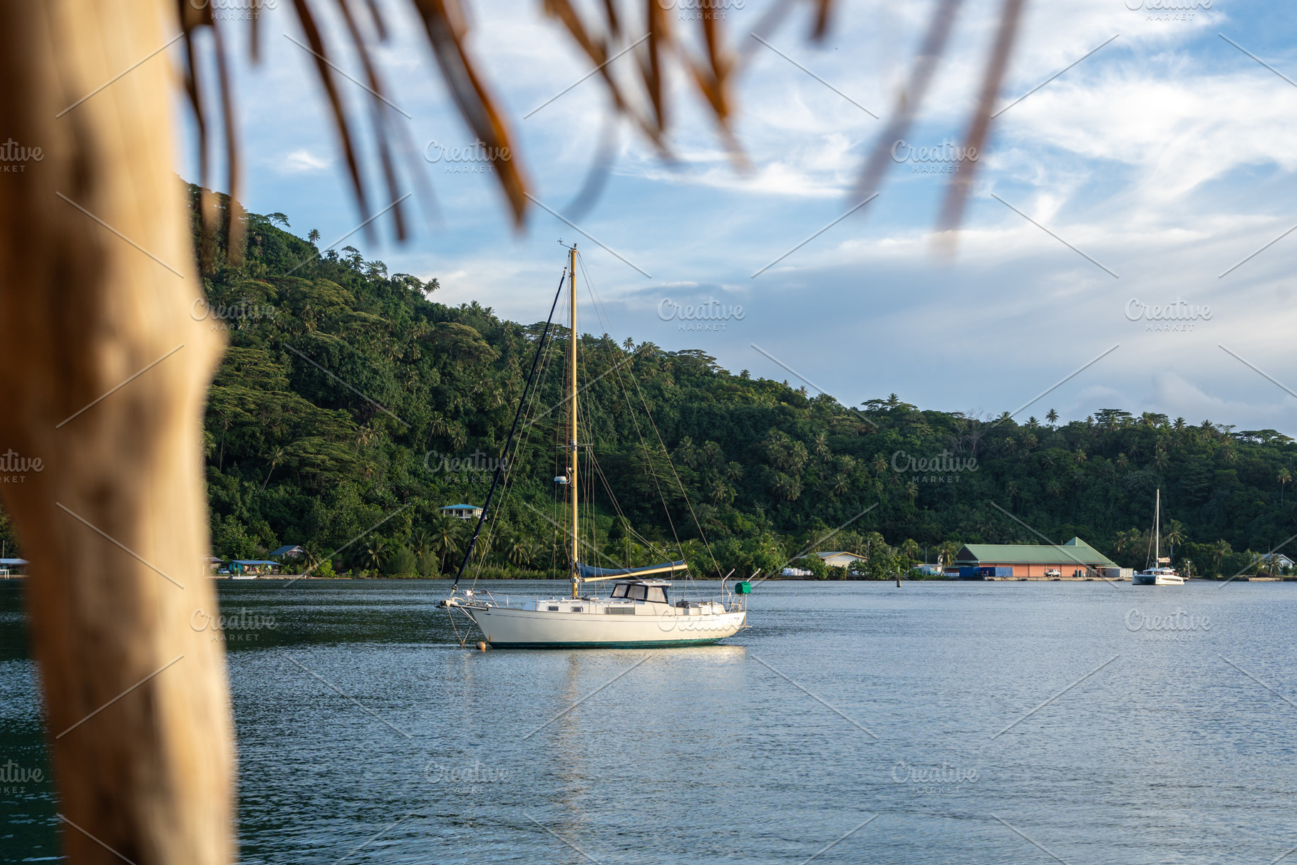 Boats in a Bay on Tahaa Island, French Polynesia, a Transportation Photo by GoodGoods