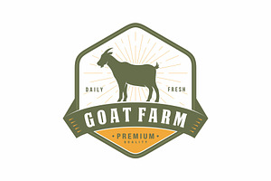 Goat farm emblem logo design vector, a Branding & Logo Template by swarnstudio