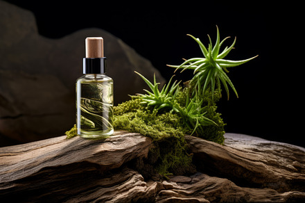Cosmetic bottle mockup on natural green outdoors botanical background, an Abstract Photo by Natalia Klenova's Shop