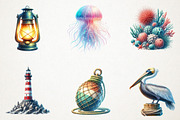 Nautical Summer Clipart, an Illustration by RobertsArt (Thumbnail 3 of 7)