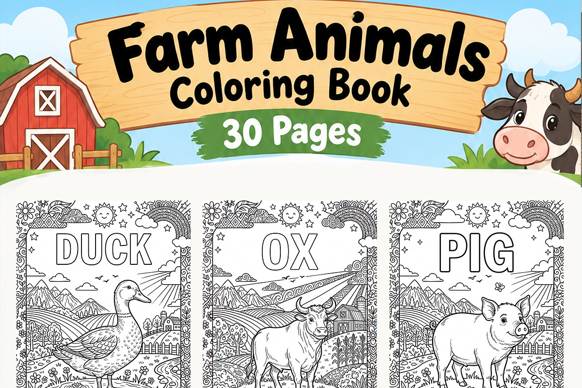 Farm Animal Coloring Book for Kids, an Education Illustration by Mohammad Sarfaraz (Photo 8 of 11)