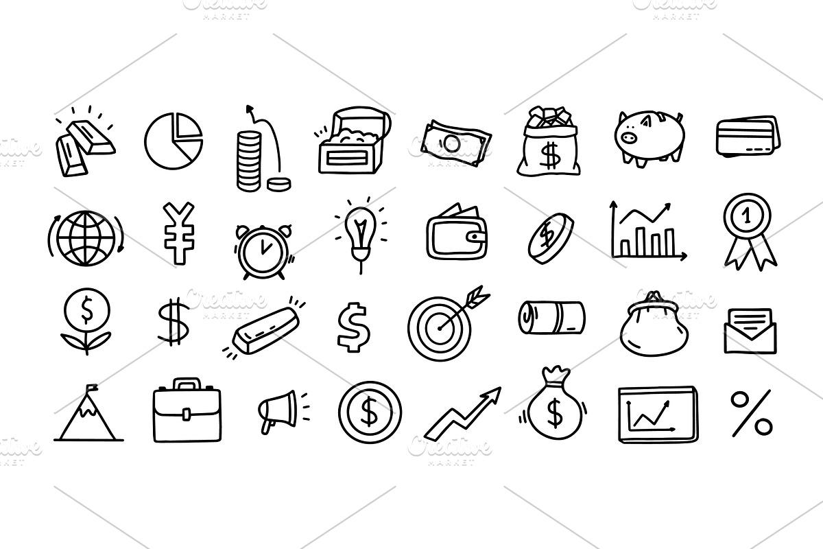 Finance and banking doodle, hand, a Finance Illustration by winwin.art