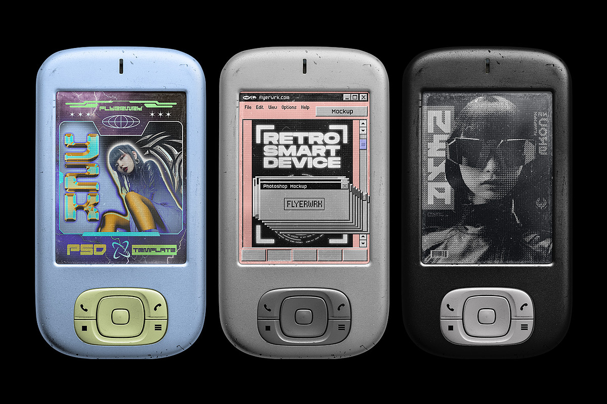 Retro Mobile Device Mockup Bundle, a Device Mockup by FLYERWRK (Photo 11 of 11)