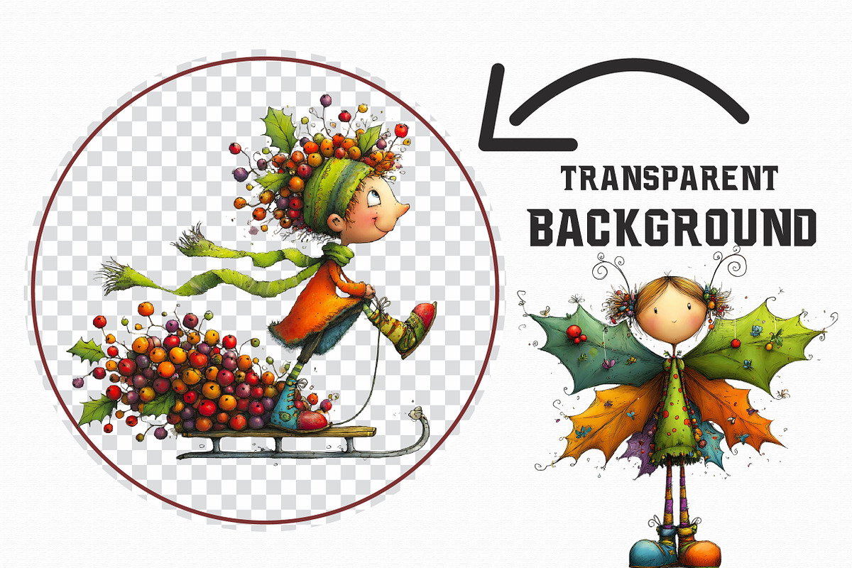 Quirky Holly Girl Clipart, an Illustration by Libby Wishes (Photo 2 of 7)
