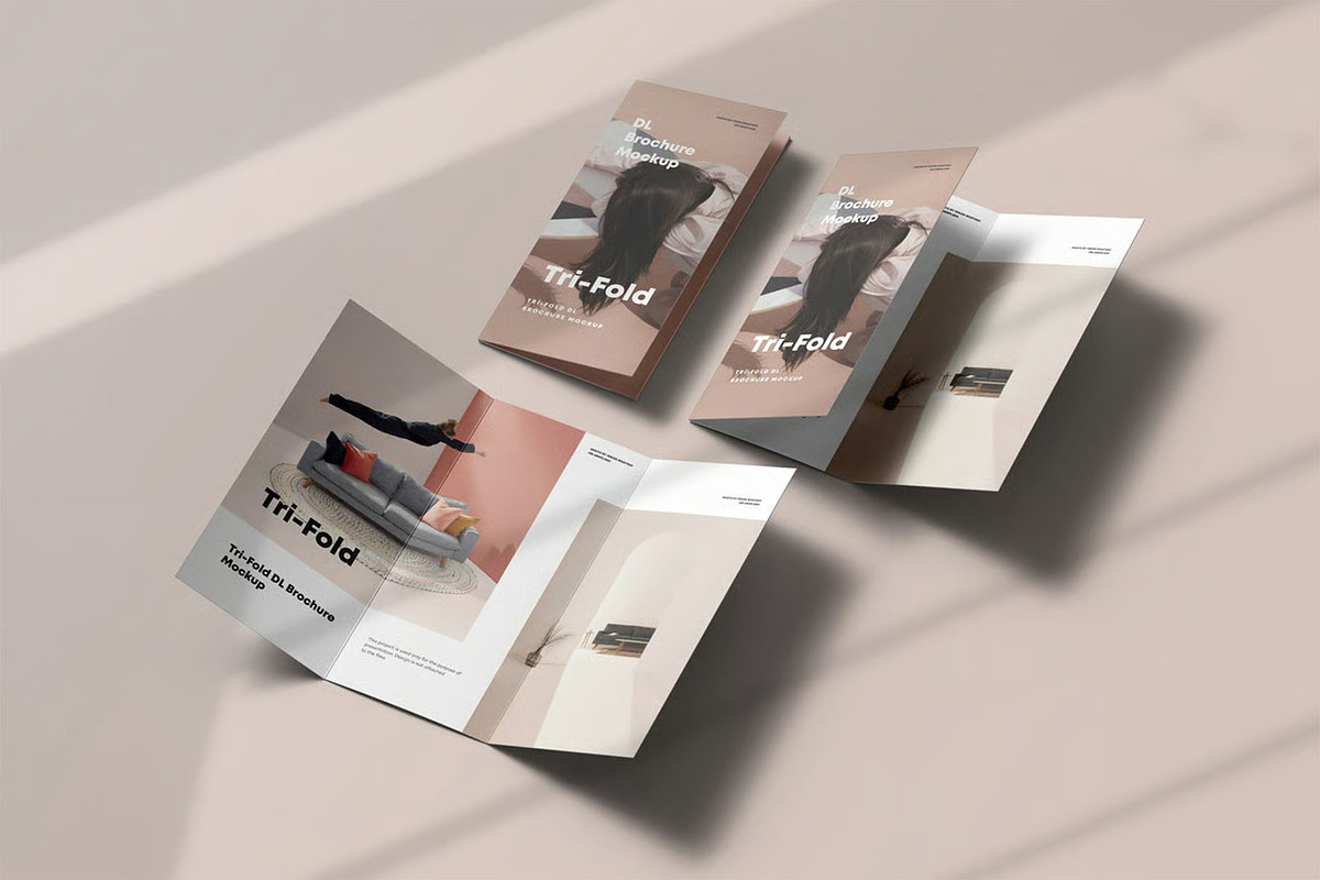 Tri-Fold DL Brochure Mock-up, an Advertising Mockup by zippypixelstudio (Photo 2 of 16)