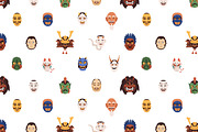 Japanese Noh masks seamless pattern, a Pattern Graphic by Good Studio (Thumbnail 2 of 4)