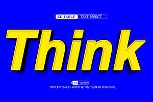 Think Vector 3D Editable Text Effect