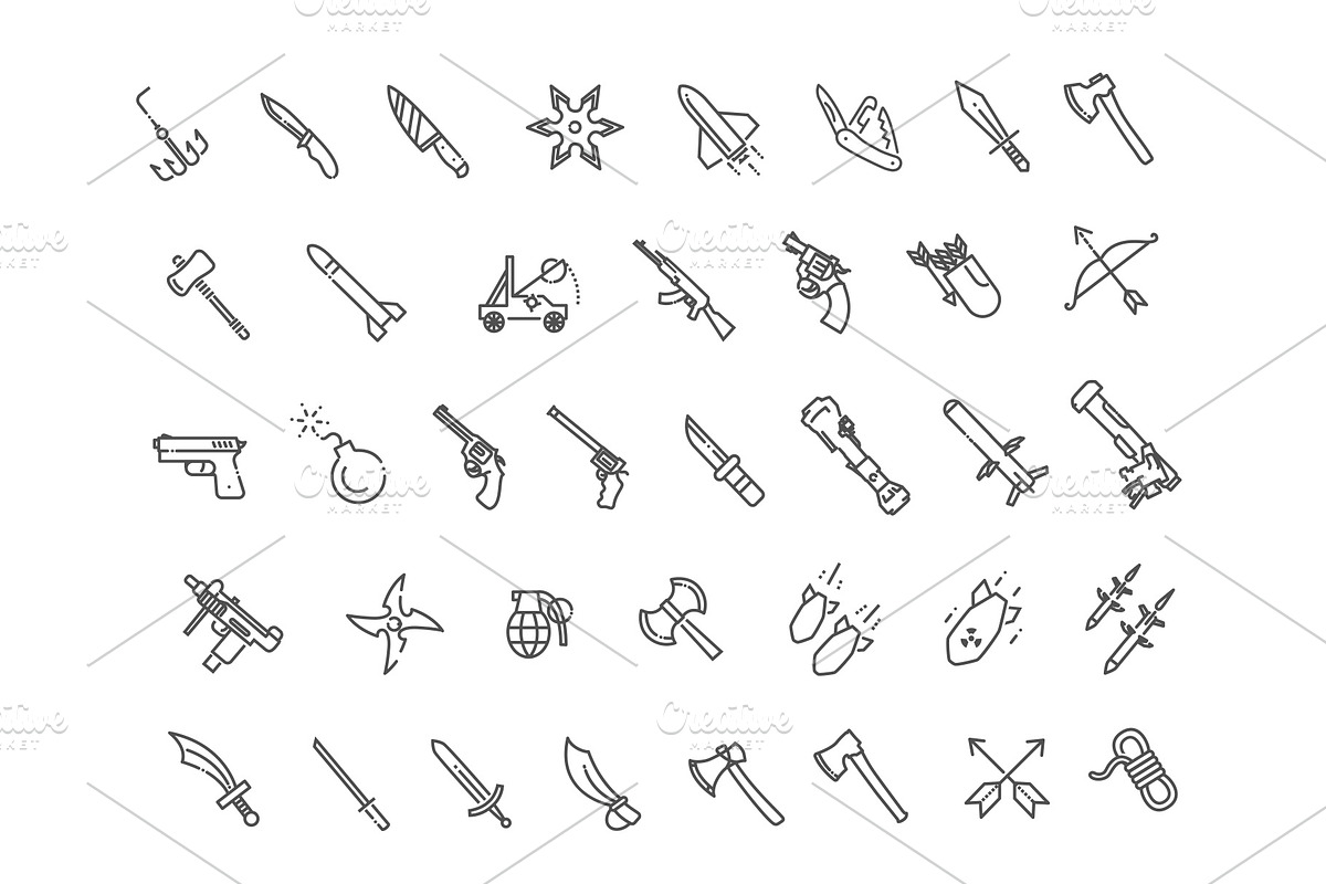 Military Weapons and Warfare Icons, an Outline Icon by Tettygreen (Photo 2 of 2)