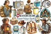 Summer Antique Camping Clipart, an Illustration by Rose Art (Thumbnail 1 of 4)