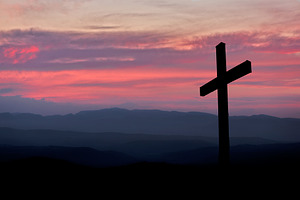 Silhouette of a christian cross containing background, beautiful, and beauty