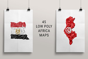 45 Low Poly Africa Maps