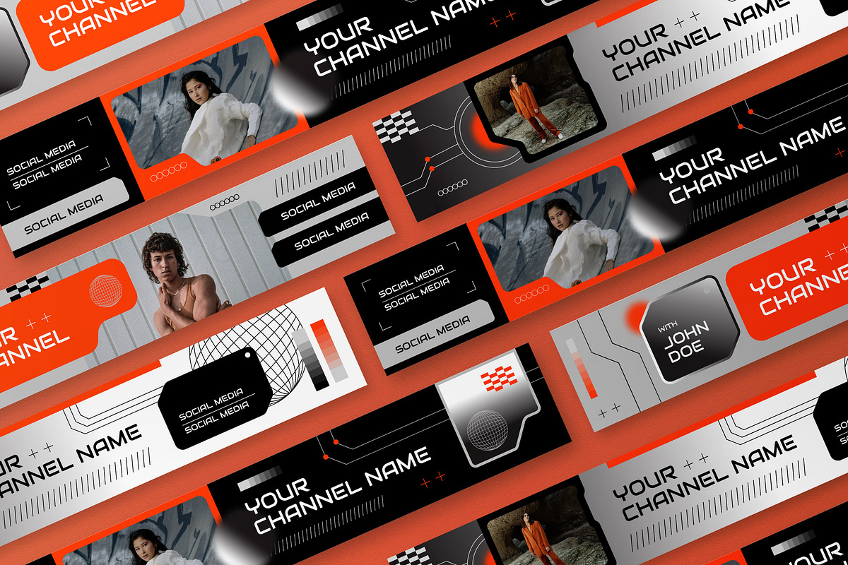 Orange Futuristic YouTube Cover, a Social Media Template by graphicook (Photo 2 of 3)