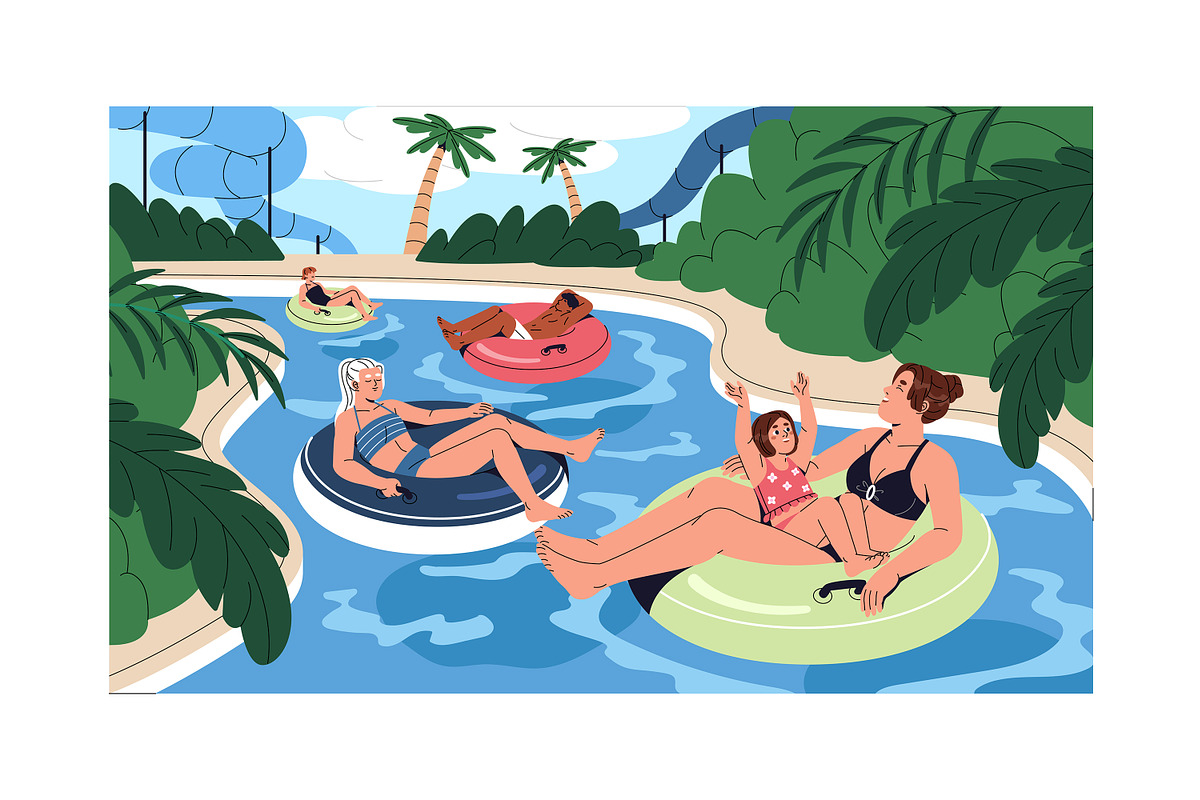 People in aquapark set, banner, a Person Illustration by PaperTrident (Photo 2 of 6)