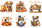 Watercolor Autumn Dog Clipart, an Illustration by OK Design (Thumbnail 2 of 5)