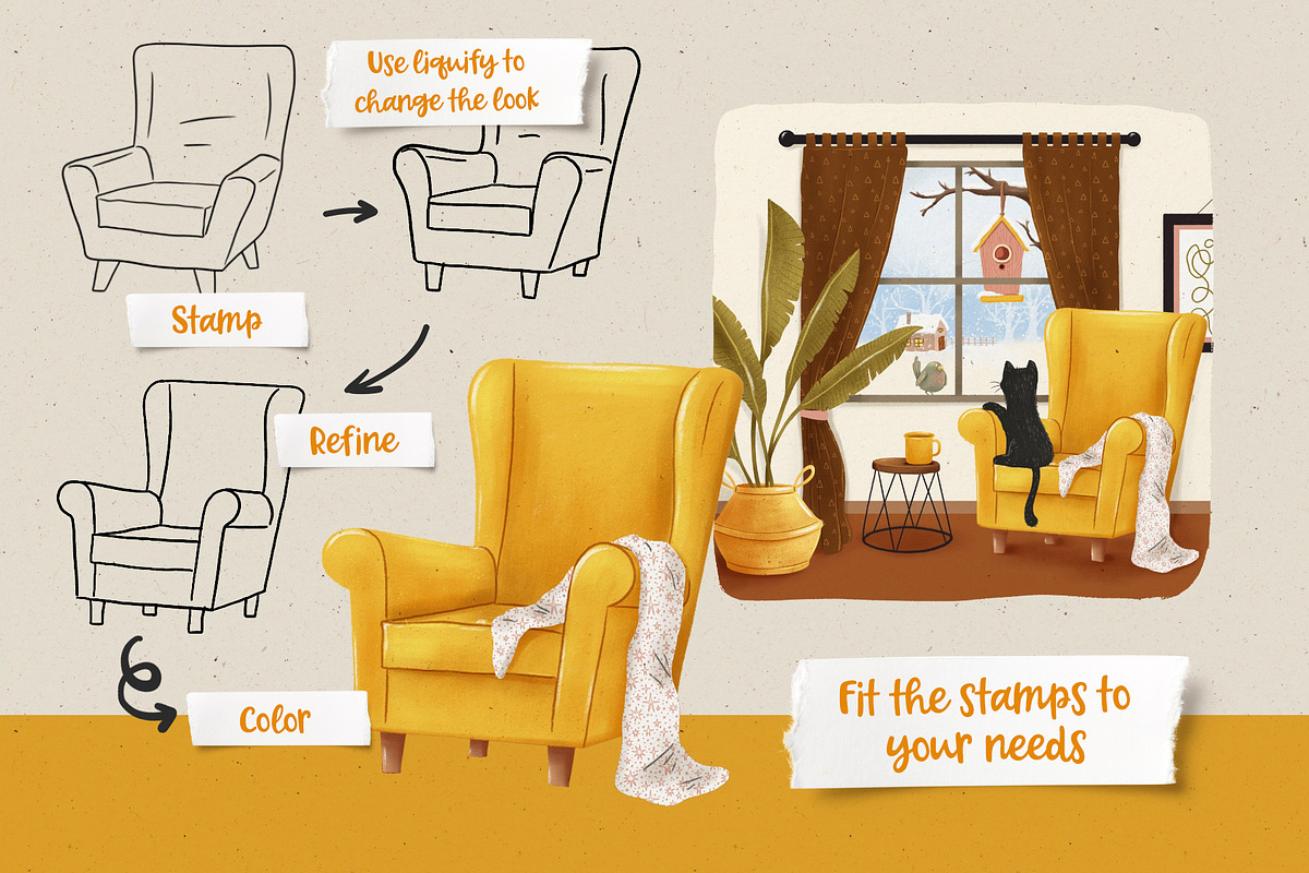 Cozy Days Stamp Set for Procreate, a Brush Add-On by PrettyLittlePigs (Photo 5 of 10)