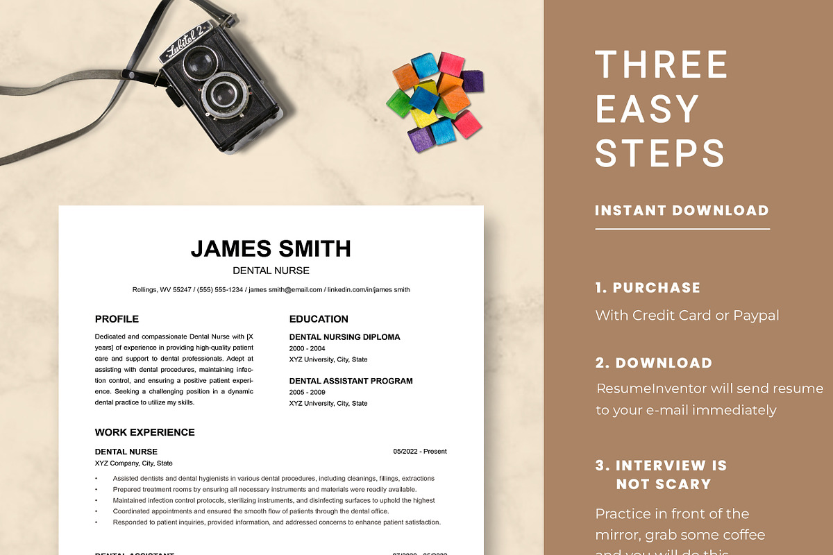 Dental Nurse Resume Template, a Resume Template by ResumeInventor (Photo 9 of 9)