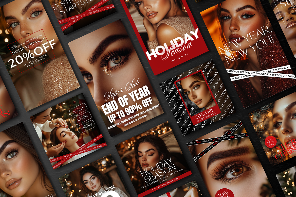 Brows & Lashes Instagram Holidays, a Social Media Template by DesignsbyMariaStudio (Photo 1 of 10)