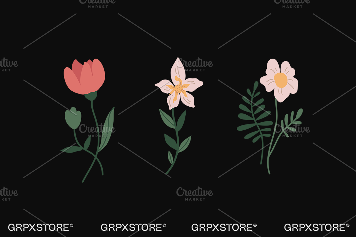 27 Flower Vector Illustrations, a Decorative Illustration by GRPXSTORE (Photo 8 of 11)