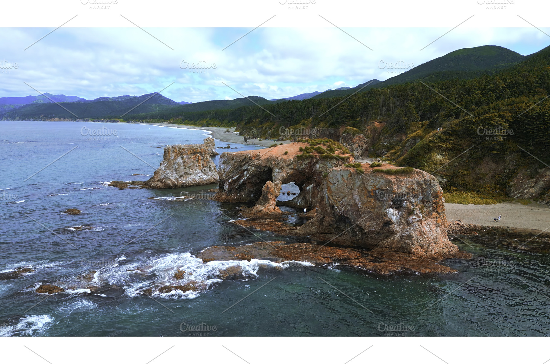 Top view of beautiful coast with, a Nature Photo by Media Whale Stock