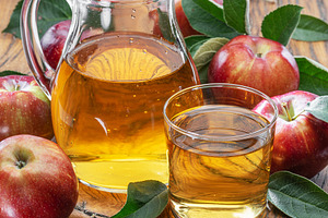 Glass and carafe of fresh apple juic, a Food & Drink Photo by Volff