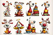 Quirky Christmas Dog Clipart Bundle, an Illustration by Dream Creation (Thumbnail 4 of 7)
