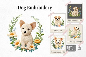 Dog Embroidery Clipart, a Graphic by Artnoy