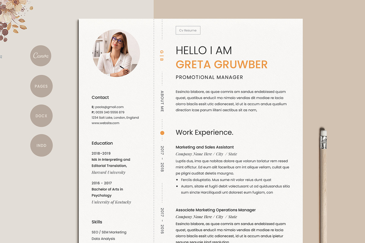 Resume Template Greta, a Resume Template by Estartshop (Photo 1 of 7)