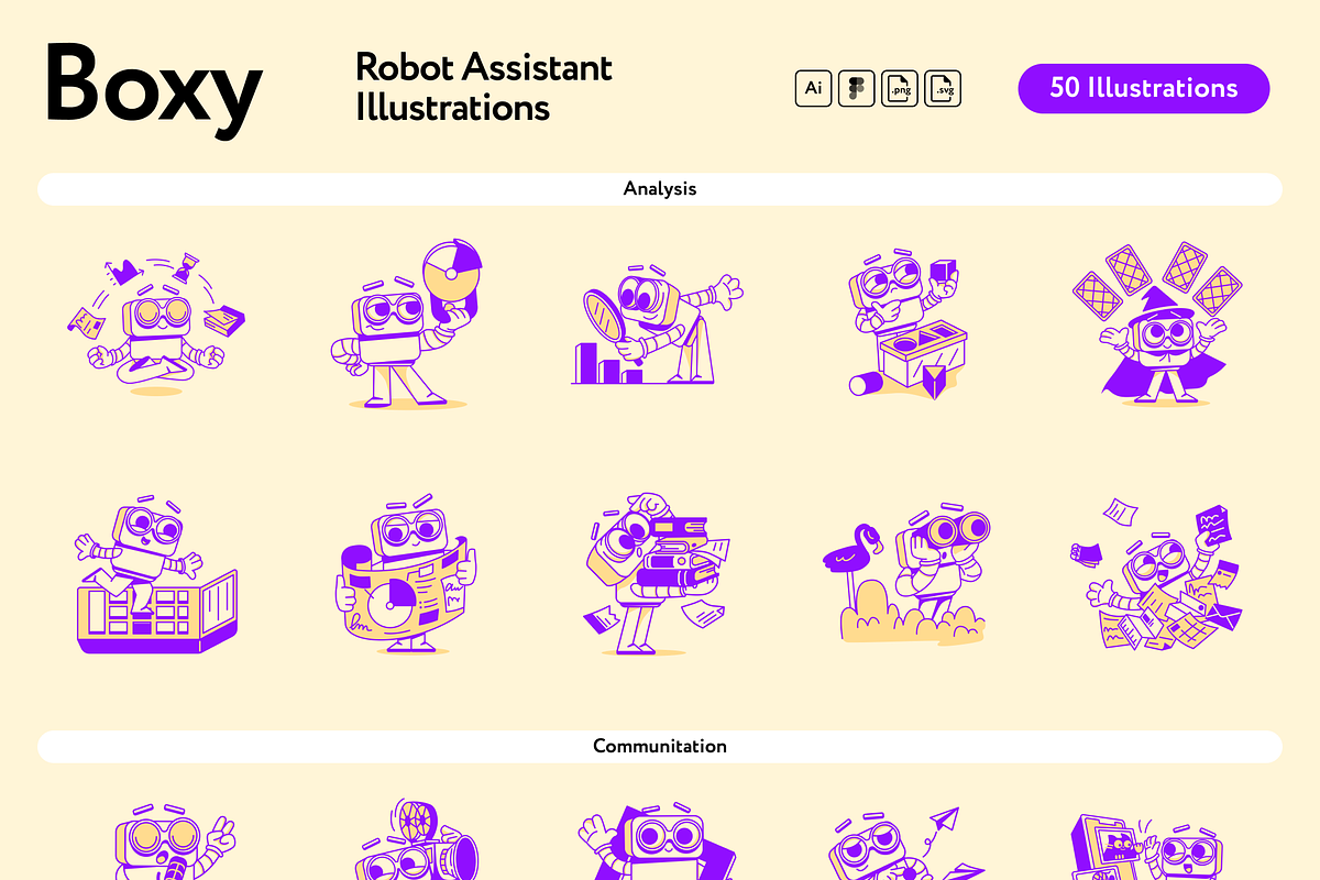 Boxy Robos Assistant Illustrations, a Technology Illustration by Welovegraphics (Photo 7 of 7)