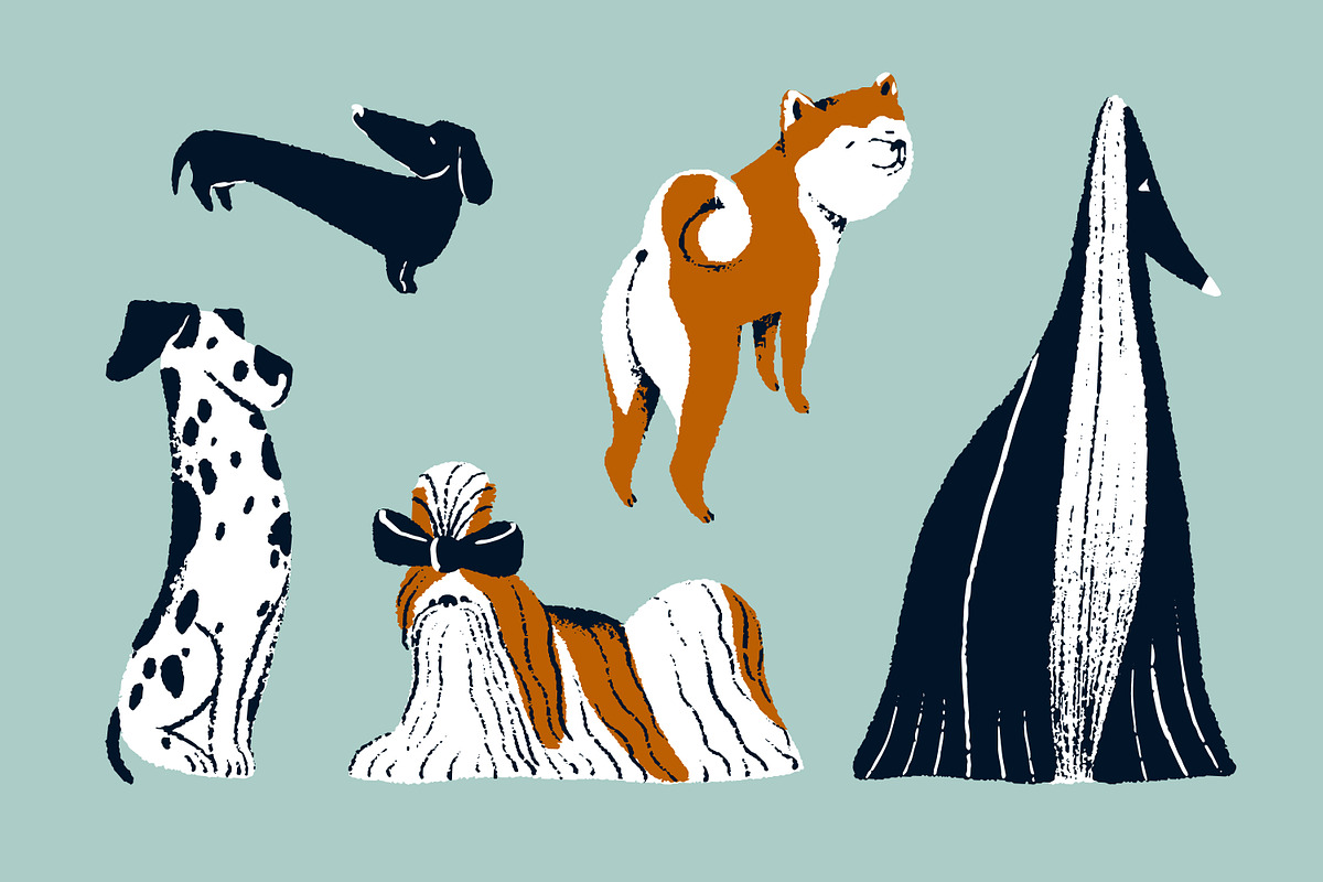 Cute dogs of different breeds set, an Animal Illustration by PaperTrident (Photo 2 of 6)