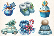Cozy Christmas Blue Clipart, an Illustration by DreamCafeArt (Thumbnail 4 of 7)
