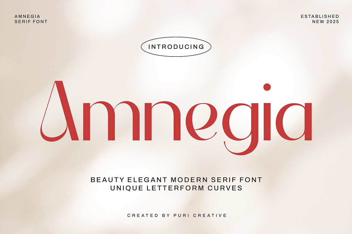 Amnegia - Beauty Elegant Sans Serif, a Sans Serif Font by PuriCreative (Photo 1 of 10)